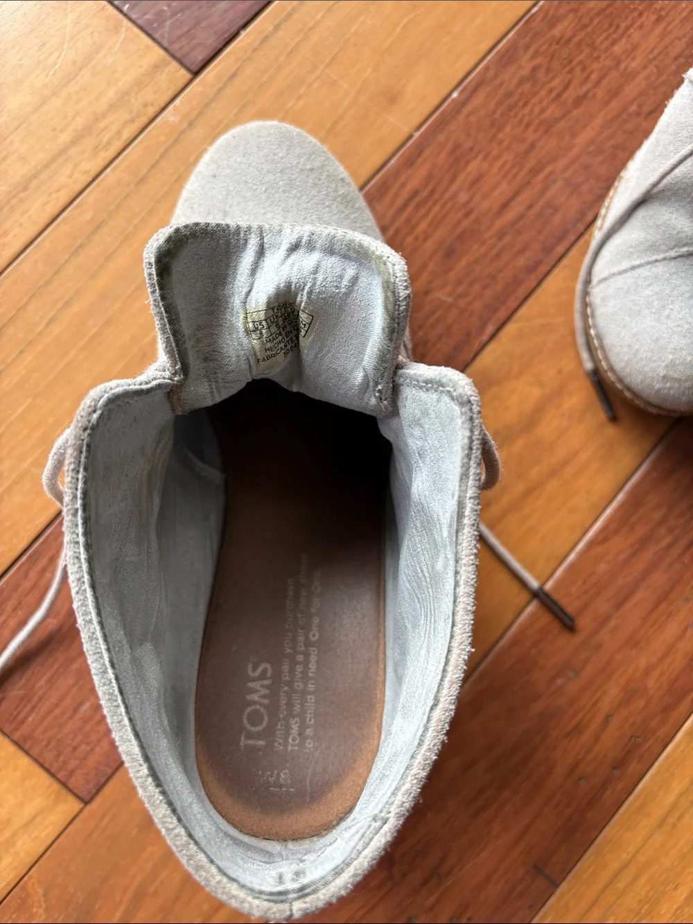 Toms Taupe Suede Lace-Up Wedge Booties